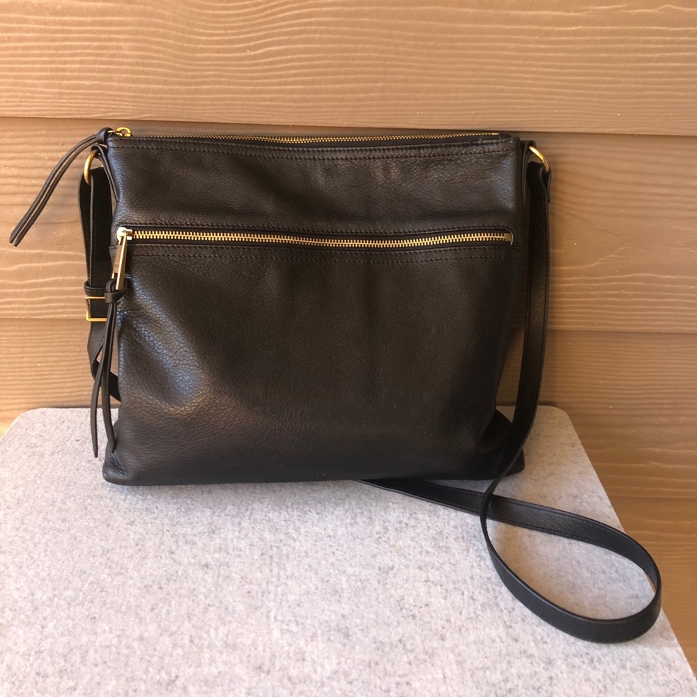 Margot Crossbody black bag with gold accents